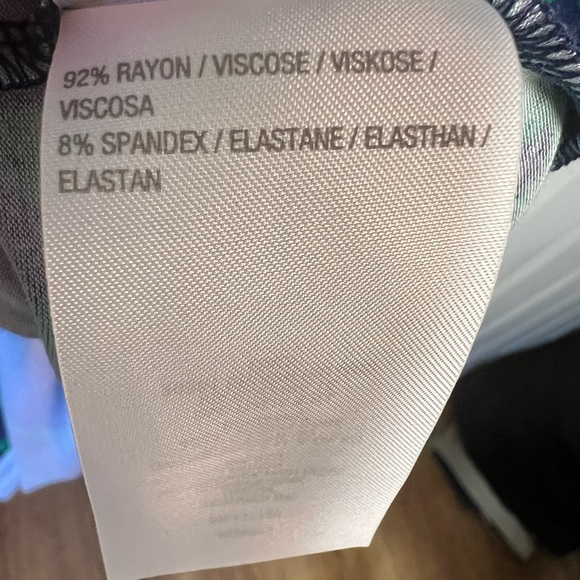 Quacker Factory Blue Dress with Green Palm Print - Picture 5 of 6